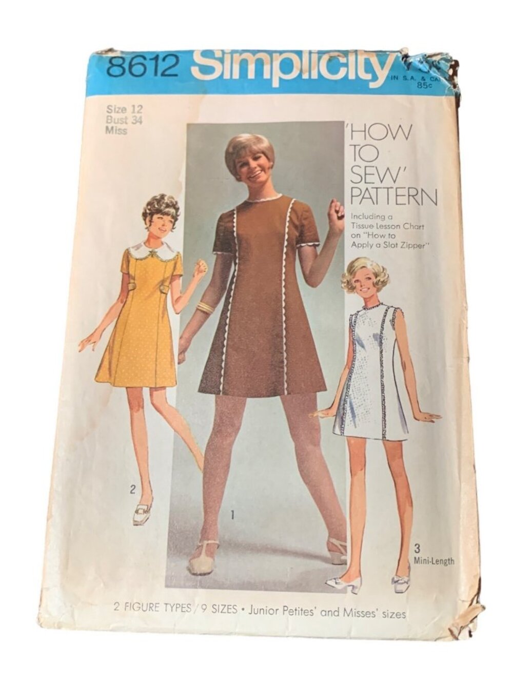 Simplicity 8612 Pattern Size 12 Misses Mini-Length Dress Uncut